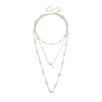 Women Layered Pearl Beads Necklace