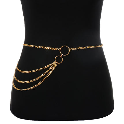 Elegant Multilayer Gold Chain Waist Belt