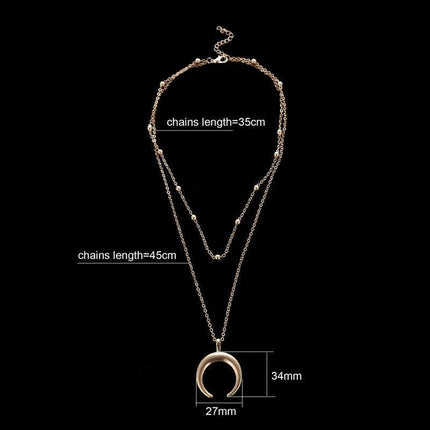 Crescent Moon Layered Necklace