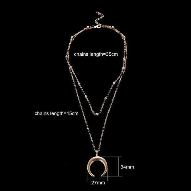 Crescent Moon Layered Necklace