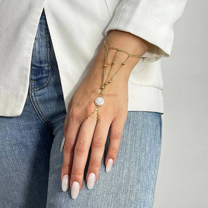 Pearl Chain Multilayer Finger Bracelet