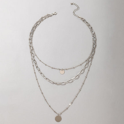 Geometric Pendant Round Three layer Necklace - FASHION SHEGOODS LLC