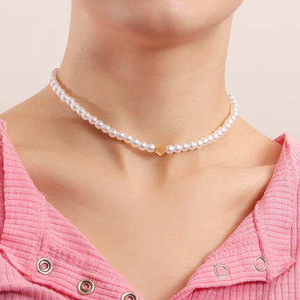 Elegant Classic Pearl Necklace Choker Chain Necklace