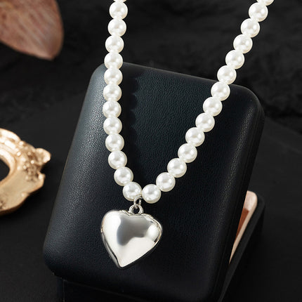 Heart Pearl Beads Chain Choker Necklaces - FASHION SHEGOODS LLC
