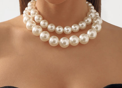 Boho Exaggerate Imitation Pearl Beaded Necklace Choker