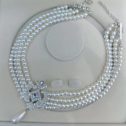 Multi Layers Strand Chokers Beaded Imitation Pearl Chains Necklace for Women Necklace Party Jewelry