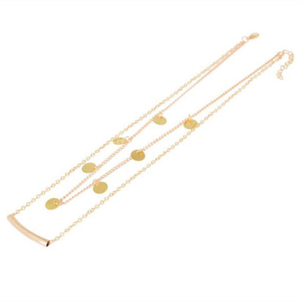 Double-Layer Disc Tassel Necklace
