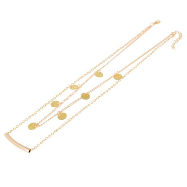 Double-Layer Disc Tassel Necklace