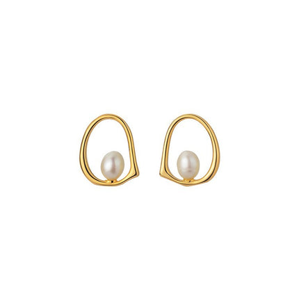 Irregular Geometric Circle Stud Earrings