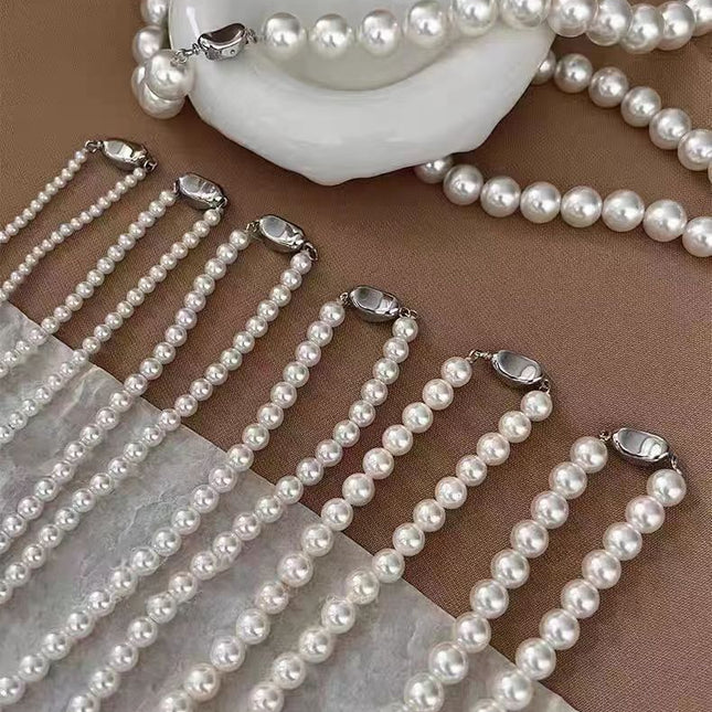 Women French Style Fever Glass Pearl Beads Choker Necklace