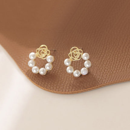 Hollow Rose Pearl Women Earrings - FASHION SHEGOODS LLC