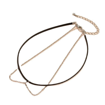 Girl Short Choker Necklace Elegant Leather Rope