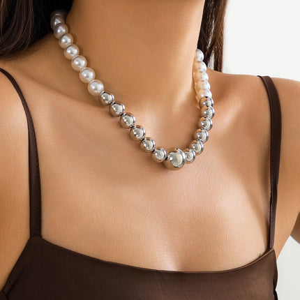Large Pearl Bead Punk Choker Necklace