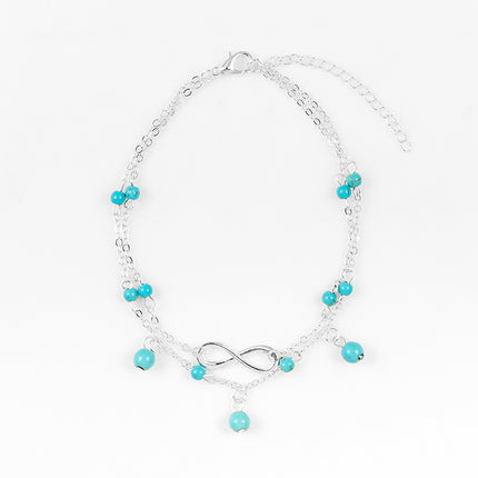 Simple Vintage Turquoise Double Layer Anklet Jewelry
