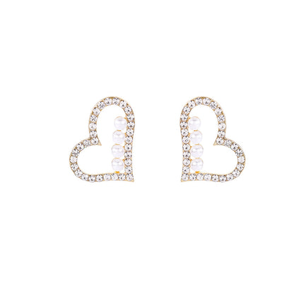 Love Heart Crystal Pearl Earring - FASHION SHEGOODS LLC