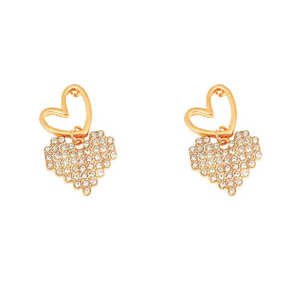 Rhinestone Love Charm Earrings