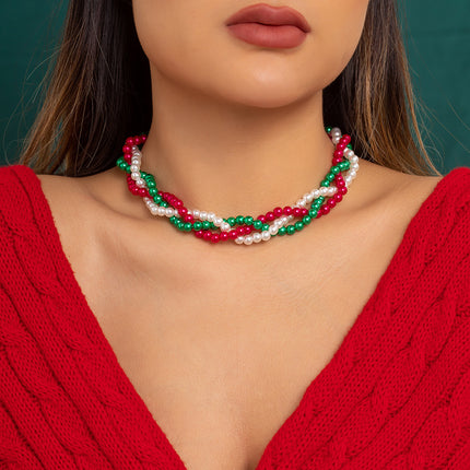 Christmas Women Long Fashion Pearl Beaded Necklaces