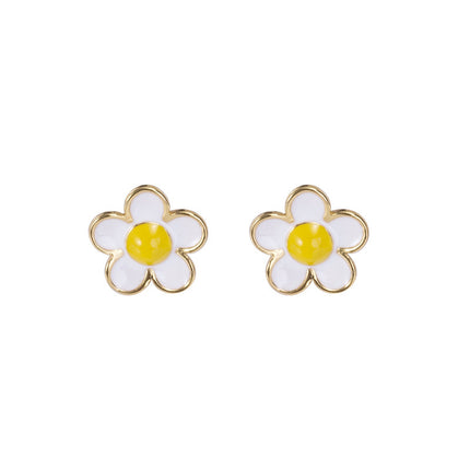 Enamel Cute Flower Stud Earrings