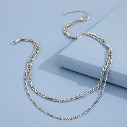 Multi Double 2 Layers Simple Chain Necklace - FASHION SHEGOODS LLC