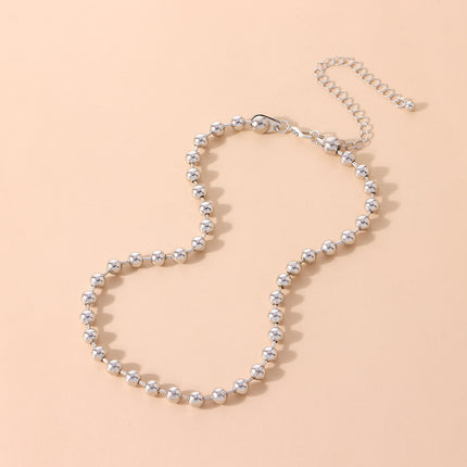 Punk Chunky Beaded Chain Handmade Choker Plain Ball Necklace