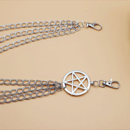 Punk Pants Chain Pentagram Keychains for Men Women Jean Trouser Biker Chains