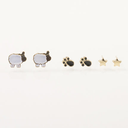 Sheep foot stud earrings set