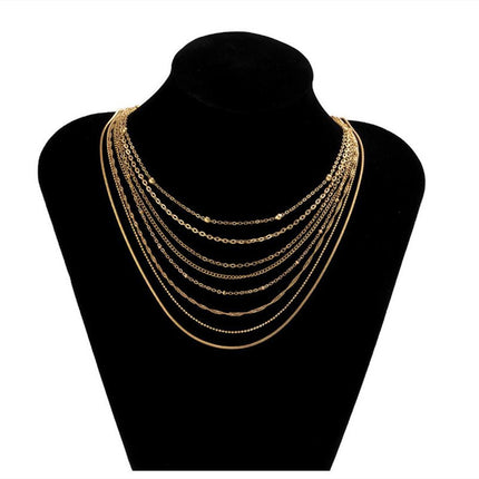 Multi Layer Link Chain Necklace Women - FASHION SHEGOODS LLC