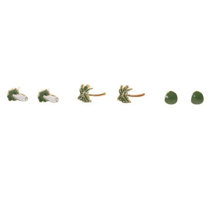 Cabbage coconut tree stud earrings set
