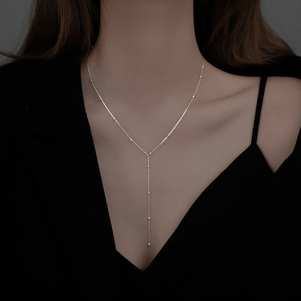 Tassel Y Long Bead Chain Necklace