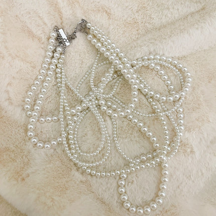 Pearl Beaded Necklace for Women Multi Long Strand Layered - FASHION SHEGOODS LLC