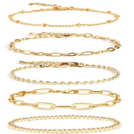 Beaded Layered Cuban Link Bracelet Set