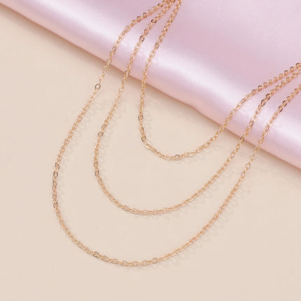 Dainty Multi Layer Chain Baroque Pearl Necklace