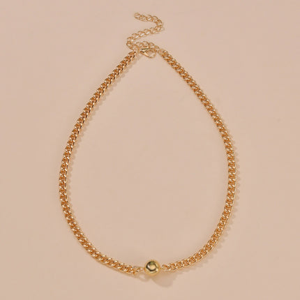 Cuban Link Chain Necklace with Pearl Charm