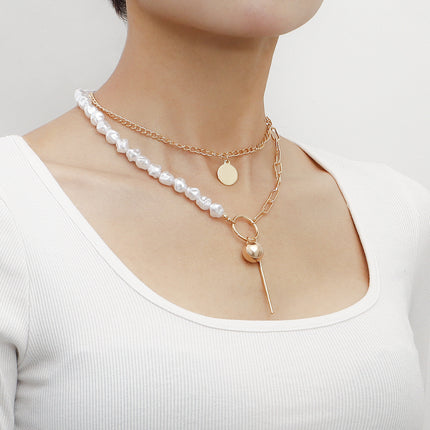 Vintage Baroque layer Chain Pearl Necklace
