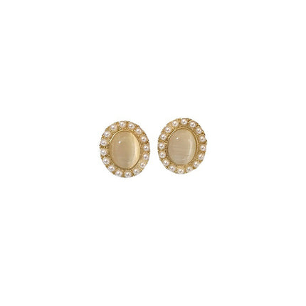 Oval Opal Stud Earrings for Women - FASHION SHEGOODS LLC