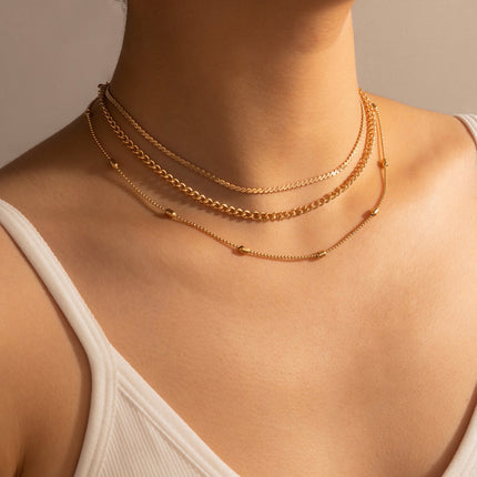 Multi Layered Bead Chain Necklace for Women - FASHION SHEGOODS LLC