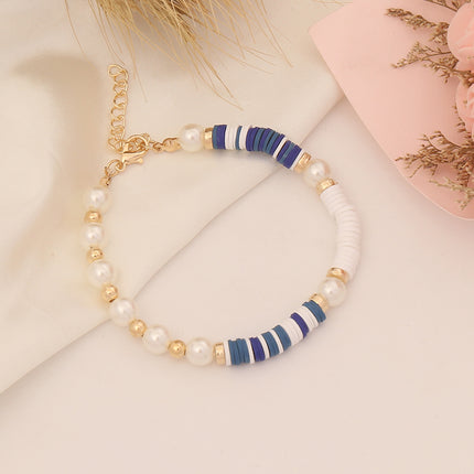 Fashion Multicolor Clay Beads Imitation Pearl Bracelet Set
