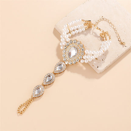 Retro Elegant Pearl Beads Rhintstone Bracelet