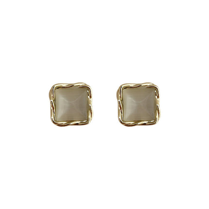 Opal Geometric Square Earrings
