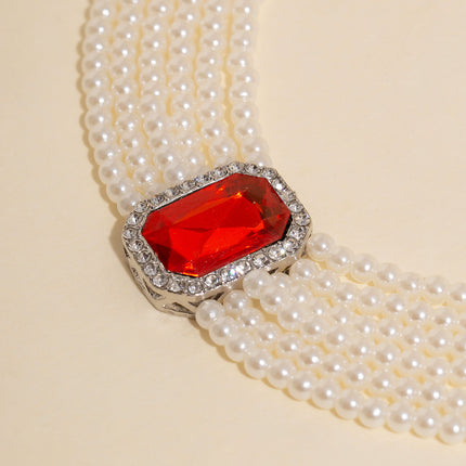 Elegant Multi Layered Layered Stone Necklace