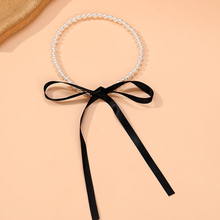 Lace up Velvet Long Pearl Necklace for Women - FASHION SHEGOODS LLC