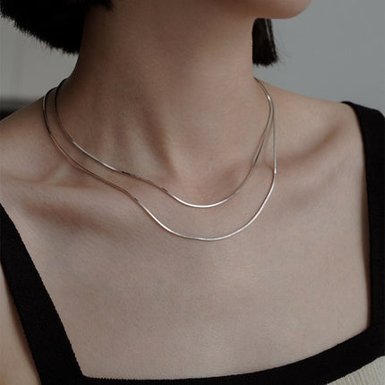 Blade Chain Plain Necklace Snake Bone Chain