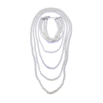 Multiple Long Beaded Vintage Collar Jewelry Imitation Pearl Baroque Style Necklace - FASHION SHEGOODS LLC