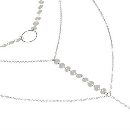 Multi Layered Chain Round Disc Choker Necklace - FASHION SHEGOODS LLC