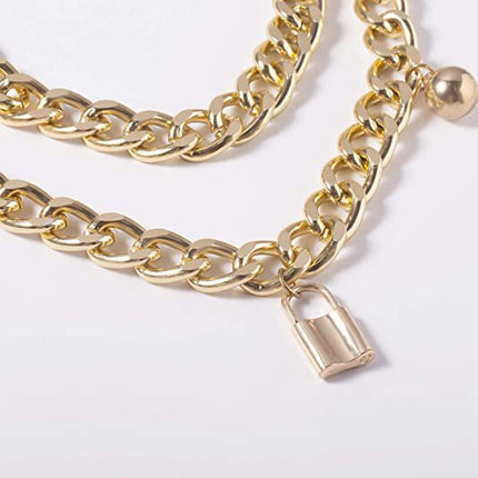 Chunky Body Chain Geometric Tassel Lock Multi Layer Waist Chain