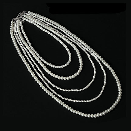 Layers Pearl Beaded Necklace Long Jewelry Women - FASHION SHEGOODS LLC