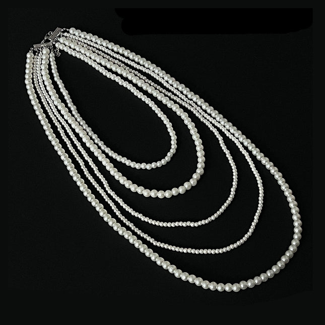Layers Pearl Beaded Necklace Long Jewelry Women - FASHION SHEGOODS LLC