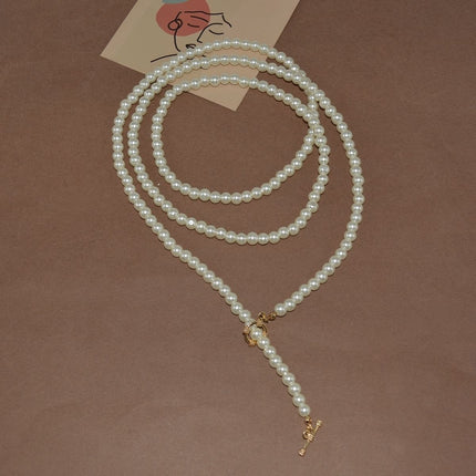 Long Pearl Necklace Costume Pearl Jewelry - FASHION SHEGOODS LLC