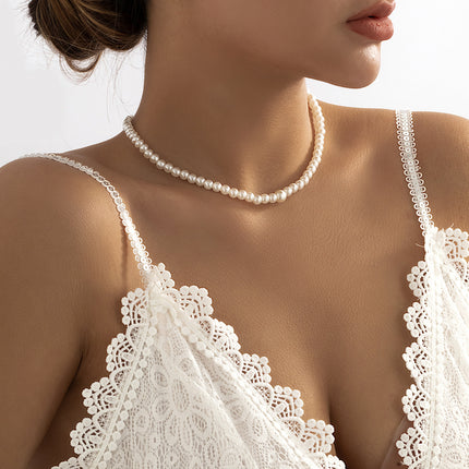 Romance Imitation Pearl Chain Necklace Back Chain for Women