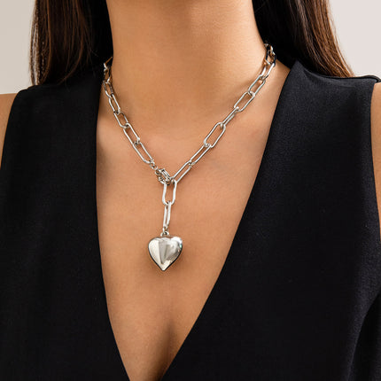 Women Simple Y-shaped Buckle Short Collar Chain Love Necklace